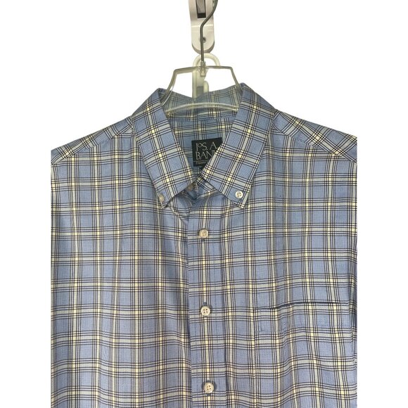Jos A Bank Travelers Collection Mens Plaid Long Sleeve Button Up Shirt Size L - Picture 2 of 5